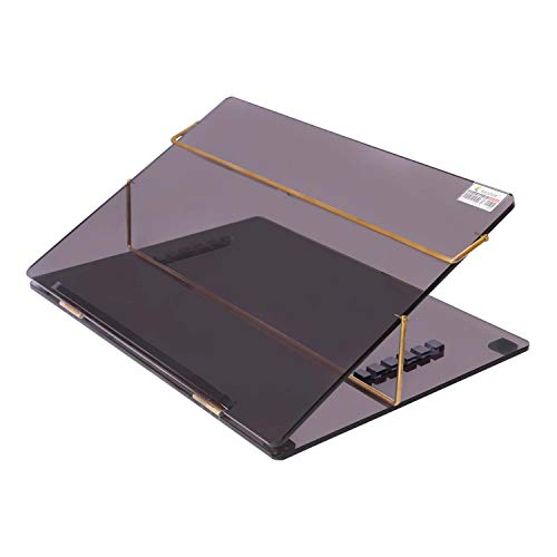 Rasper Acrylic Table Top Elevator Acrylic Writing Desk with Adjustable Height Slant Book Reading Stand Portable Laptop Table Writing Pad (Small Size 16x12 Inches) Premium 8mm Thickness (Smoke Black) - Image 1