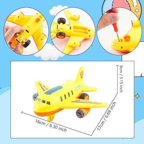 Drayear 4 Pack Light Up Airplane Toys Friction Powered Push Airplane Toy with Lights and Sounds for Kids Birthday Christmas Childrens Day Gift Early Educational Toys - Image 5