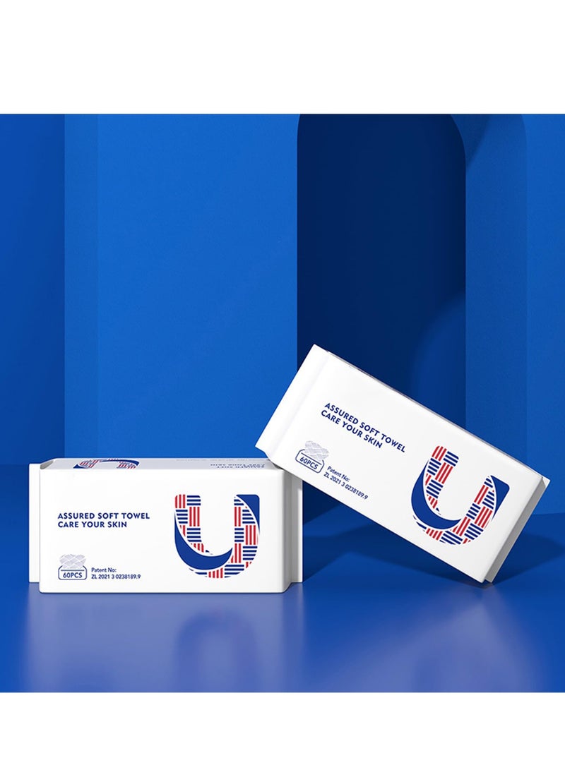 SOLARAE Soft Dry Wipes Facial Tissues Disposable Face Towel Daily Facial Towelette Wet and Dry Use Clean Skin Cleansing Towel Baby Care Thick Facial Tissue for Skin Care Make-up Removal 2 Pack - Image 1