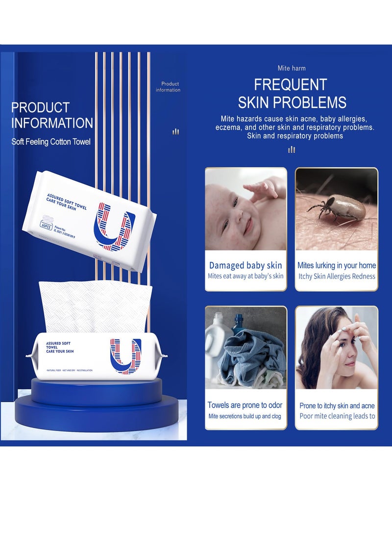 SOLARAE Soft Dry Wipes Facial Tissues Disposable Face Towel Daily Facial Towelette Wet and Dry Use Clean Skin Cleansing Towel Baby Care Thick Facial Tissue for Skin Care Make-up Removal 2 Pack - Image 2