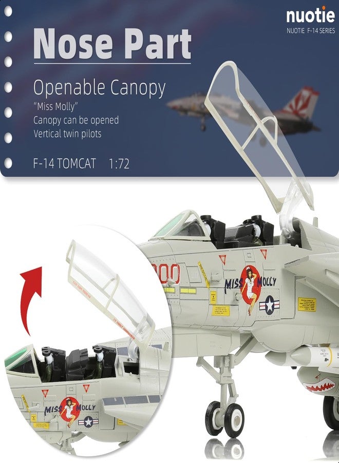 NUOTIE F-14 Tomcat US Navy VF-111 Sun Downers Miss Molly 1/72 DieCast Fighter Military Aircraft Models - Image 3