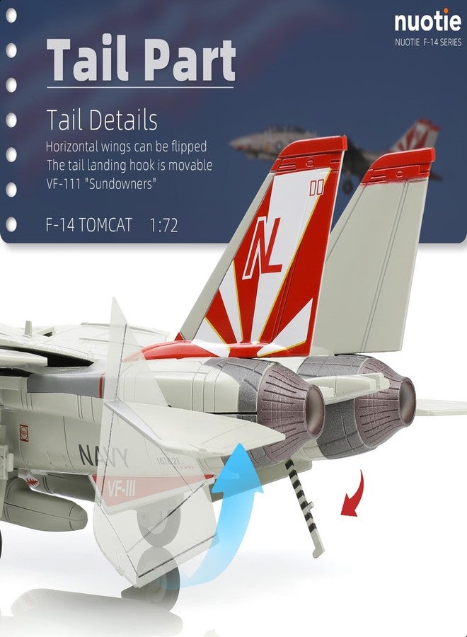 NUOTIE F-14 Tomcat US Navy VF-111 Sun Downers Miss Molly 1/72 DieCast Fighter Military Aircraft Models - Image 4