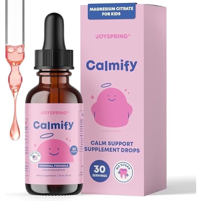 JoySpring Calmify Magnesium Citrate Liquid for Kids - Sugar-Free, Gluten-Free Calming Supplement with Chamomile - Natural Support for Kids & Teens (1 fl oz) 30 Servings - Image 1