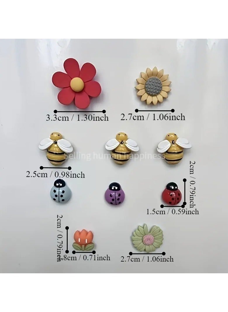 Goolsky 10pcs Cartoon Flower Refrigerator Magnets - Adorable Decorative Fridge Magnets with Strong Adhesive - Perfect for Kitchen, Office, Whiteboard, Locker, Cabinet, Dishwasher, and Home Decoration, Great Mother's Day Gift Idea  - Image 4