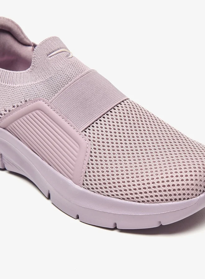 Dash Mesh Detail Slip-On Sports Shoes with Pull Tab