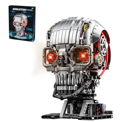 CSNRHG Mechanical Skull Building Block Set 1099 Pieces 3D Poseable Model with Mandibular Teeth Bite Drive for STEM Toys for Kids Adults Perfect for Horror Fans Gothic Room Decor - Image 1