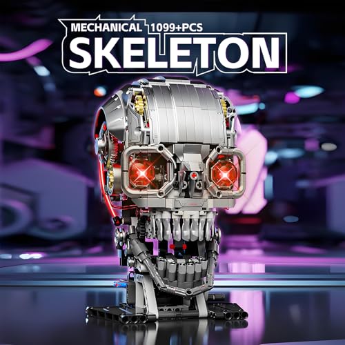CSNRHG Mechanical Skull Building Block Set 1099 Pieces 3D Poseable Model with Mandibular Teeth Bite Drive for STEM Toys for Kids Adults Perfect for Horror Fans Gothic Room Decor - Image 5