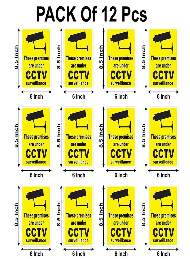 Fusion Graphix Fusion 12pcs. CCTV Survillence In Operation Sign Self-Adhesive Warning Vinyl Stickers/Decal 6inch x 8.5inch - Image 2