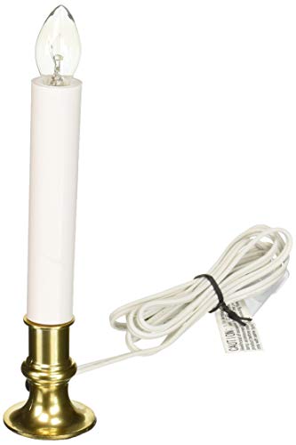 Brite Star Electric Window Candle Lamp - Perfect for Windows, Kitchen & Christmas Decor - Plug in 10 inch Brass Plated Base, White Candle Light, On/Off Timer - Image 4