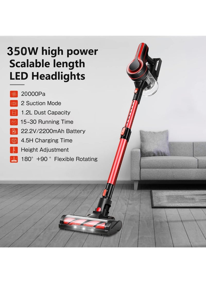 SINCHER - H350R Cordless Vacuum Cleaner with 20KPa, 4 in 1 Lightweight Stick Vacuum Cleaner with 350W Motor and Detachable Battery - Image 1