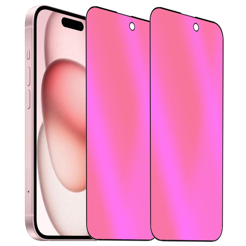 BWEDXEZ 2 Pack Anti-Blue Privacy Tempered Glass for iPhone 15 Plus/iPhone 16 Plus 6.7 inch Mirror Anti-Spy Screen Protector Film Electroplated Gradient Colorful - Image 1