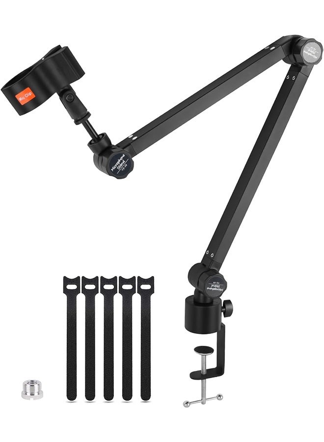 WALALLA Professional Microphone Boom Arm with Upgraded Clip - Heavy Duty Desk Stand for 2.5kg Studio Mics, Enhanced Grip & Stability for Podcasting/Streaming - Image 1