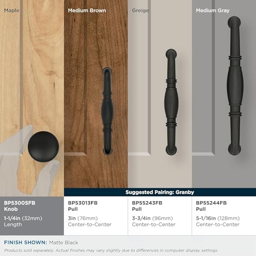 Amerock | Cabinet Knob | Matte Black | 1-1/4 inch (32 mm) Diameter | Edona | Drawer Knob | Cabinet Hardware (Pack of 10) - Image 5