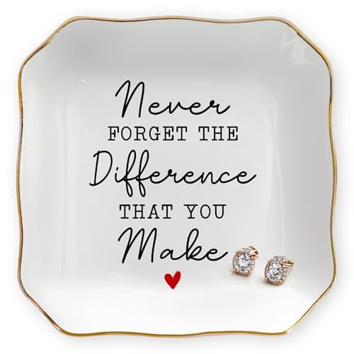 OASSIE Christmas Thank You Gifts for Women - 4"x4" Ceramic Jewelry Dish Tray - Appreciation Birthday Gifts for Women Employee Coworkers Teacher Boss Lady Manager Nurses, Retirement Gift for Woman - Image 1