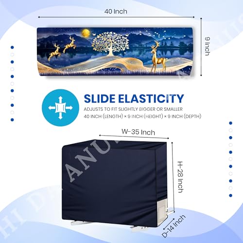 Da Anushi Printed Split 1.5 Ton AC Cover Set - Indoor & Outdoor Protection, All Weather Cover/Attractive Digital Prints/Dustproof/Silken water-resistant Split Ac Cover (Gold Deer) - Image 3
