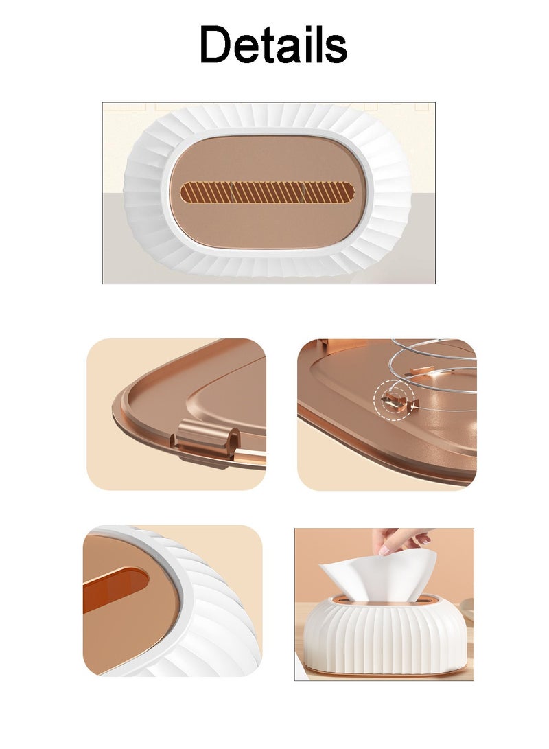 علبة مناديل مع رفع أوتوماتيكي زنبركي، علبة مناديل بلاستيكية لتخزين المناديل لحمام المكتب المنزلي 
﻿ - Image 3