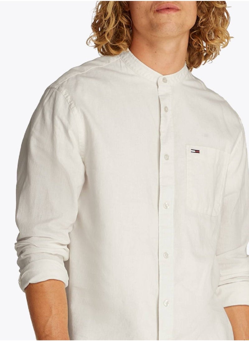 TOMMY JEANS Linen Mix Collar Shirt - Image 4