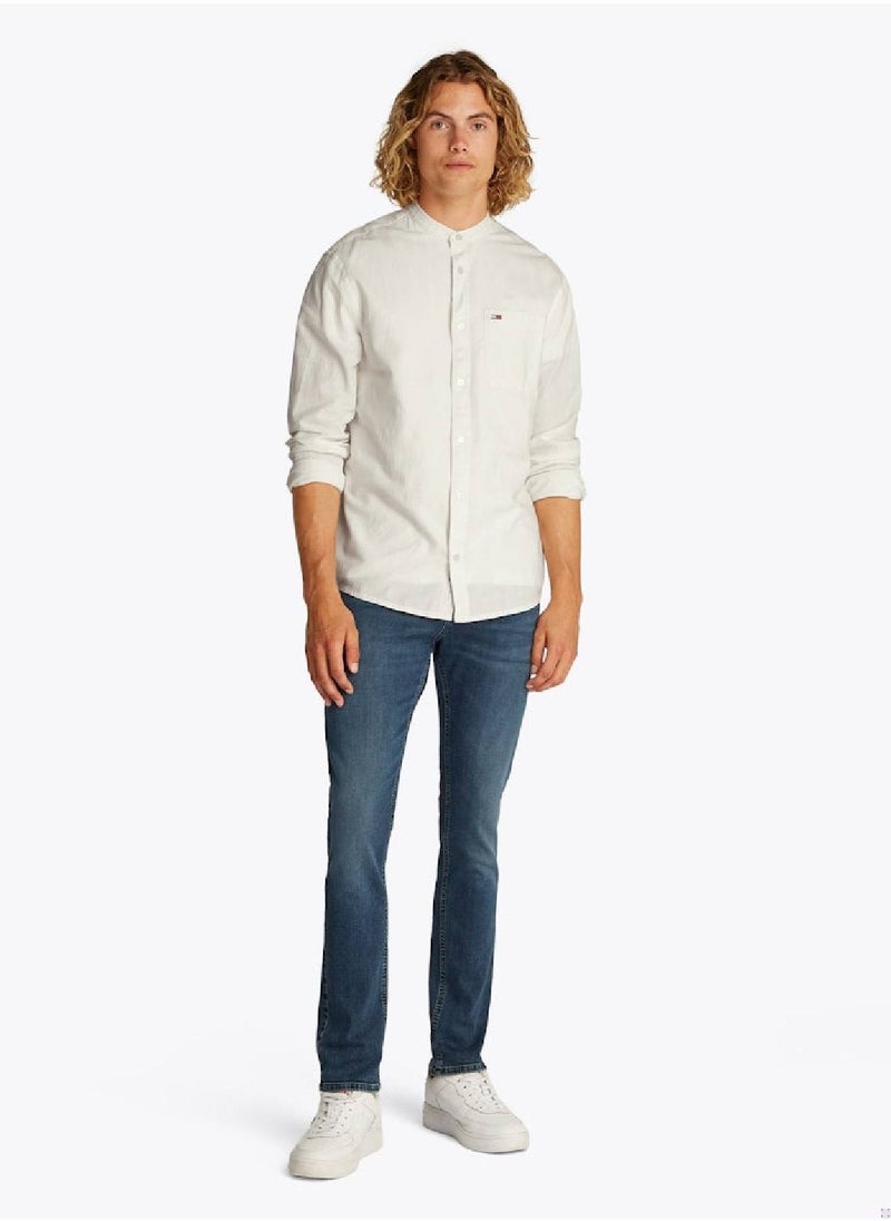 TOMMY JEANS Linen Mix Collar Shirt - Image 1