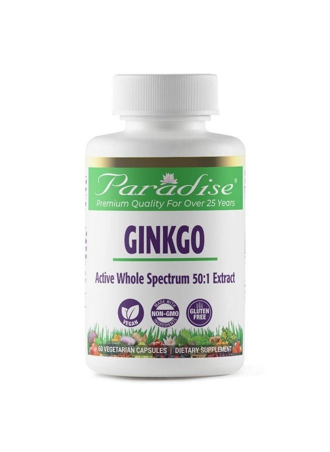 Paradise Herbs - Ginkgo Biloba Extract Vegan Non Gmo Gluten Free 60 Vegetarian Capsules - Image 1