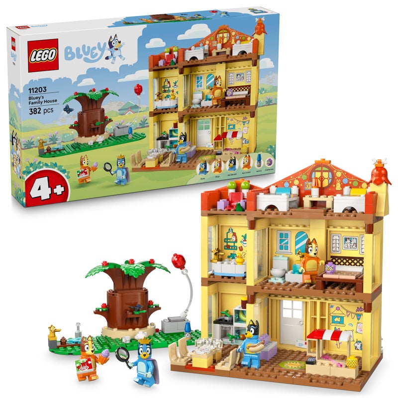 lego LEGO Bluey: Bluey's Family House Toy - Modular Playset with Multiple Rooms, a Garden, 4 Minifigures & Fun Accessories - Birthday Gift for 4+ Year Old Girls & Boys or TV Show Fans - 11203