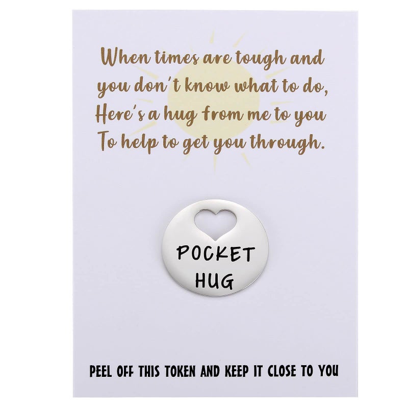 MIXJOY When Times are Tough Little Keepsake Pocket Hug Token & Greeting Card for Friends Family, Positivity Cheer Pick Me Up Mental Health Gift, Think of You Missing You Gift - Image 1