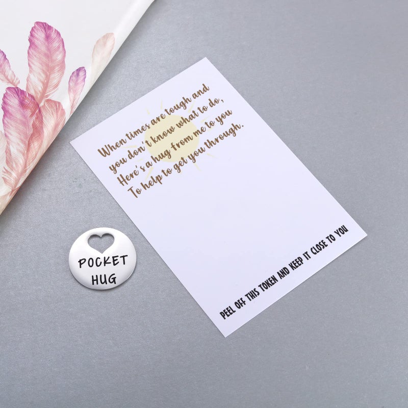 MIXJOY When Times are Tough Little Keepsake Pocket Hug Token & Greeting Card for Friends Family, Positivity Cheer Pick Me Up Mental Health Gift, Think of You Missing You Gift - Image 2