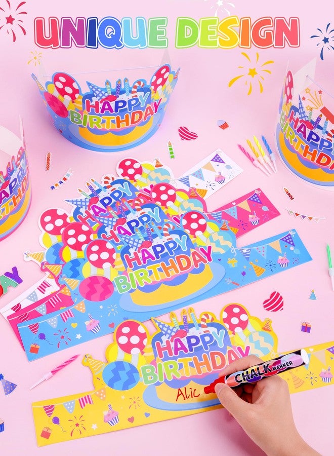 VEKDA 36 Pcs Birthday Crowns for Classroom Paper Happy Birthday Party Hats for Kids Classroom Must Haves Party Supplies - Image 4