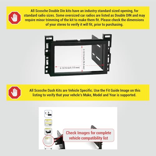 Scosche GM1599B Double DIN Dash Kit for Select 2004-12 Chevrolet, Pontiac and Saturn Vehicles - GM Car Stereo Radio Install Kit - See Fit Guide in Images to Verify Your Vehicle - Image 2