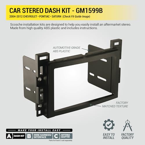 Scosche GM1599B Double DIN Dash Kit for Select 2004-12 Chevrolet, Pontiac and Saturn Vehicles - GM Car Stereo Radio Install Kit - See Fit Guide in Images to Verify Your Vehicle - Image 4