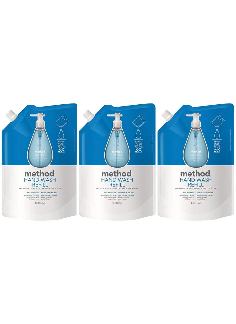 Method - Method Gel Hand Soap Refill, Sea Minerals, 34 Fl Oz (Pack of 3) - Image 1