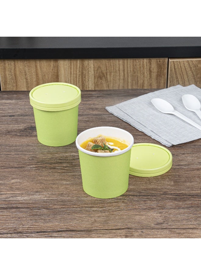 Restaurantware Bio Tek 12 Ounce Disposable Soup Cups, 200 Microwavable Paper Soup Cups - Vented Lids Sold Separately, Hot And Cold Foods, Green Paper To Go Soup Containers, For Desserts Or Treats  - Image 3