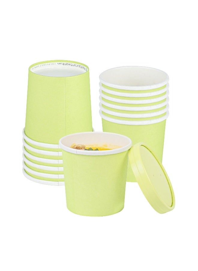 Restaurantware Bio Tek 12 Ounce Disposable Soup Cups, 200 Microwavable Paper Soup Cups - Vented Lids Sold Separately, Hot And Cold Foods, Green Paper To Go Soup Containers, For Desserts Or Treats  - Image 2