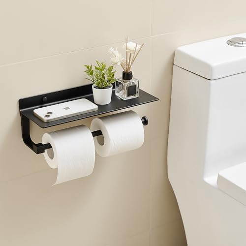 JOOM Hand Towel Holder for Bathroom -Paper Towel Holder Wall Mount - for Bathroom Black Paper Towel Holder with Shelf -Kitchen Towel Holder Black - Image 4