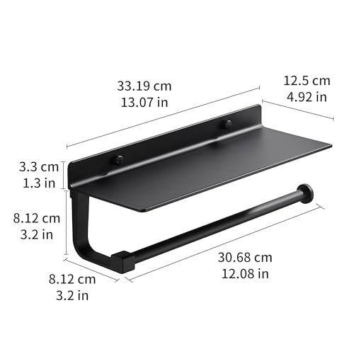 JOOM Hand Towel Holder for Bathroom -Paper Towel Holder Wall Mount - for Bathroom Black Paper Towel Holder with Shelf -Kitchen Towel Holder Black - Image 3