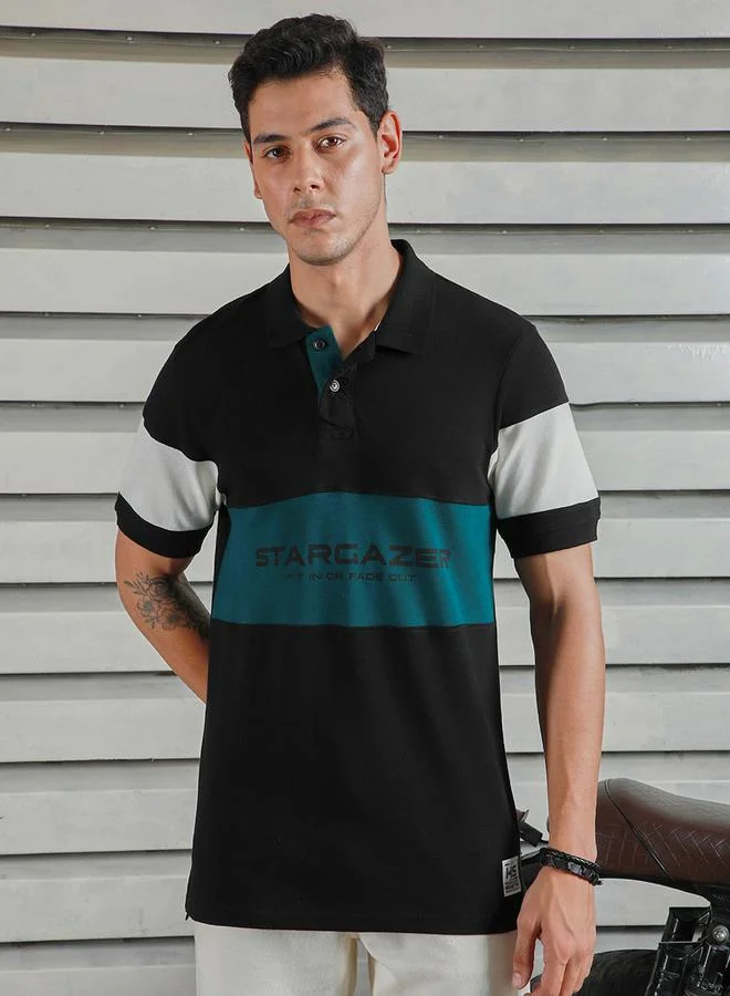 هاي ستار تيشيرت بولو هاي ستار بلونين متداخلين بقصة عادية