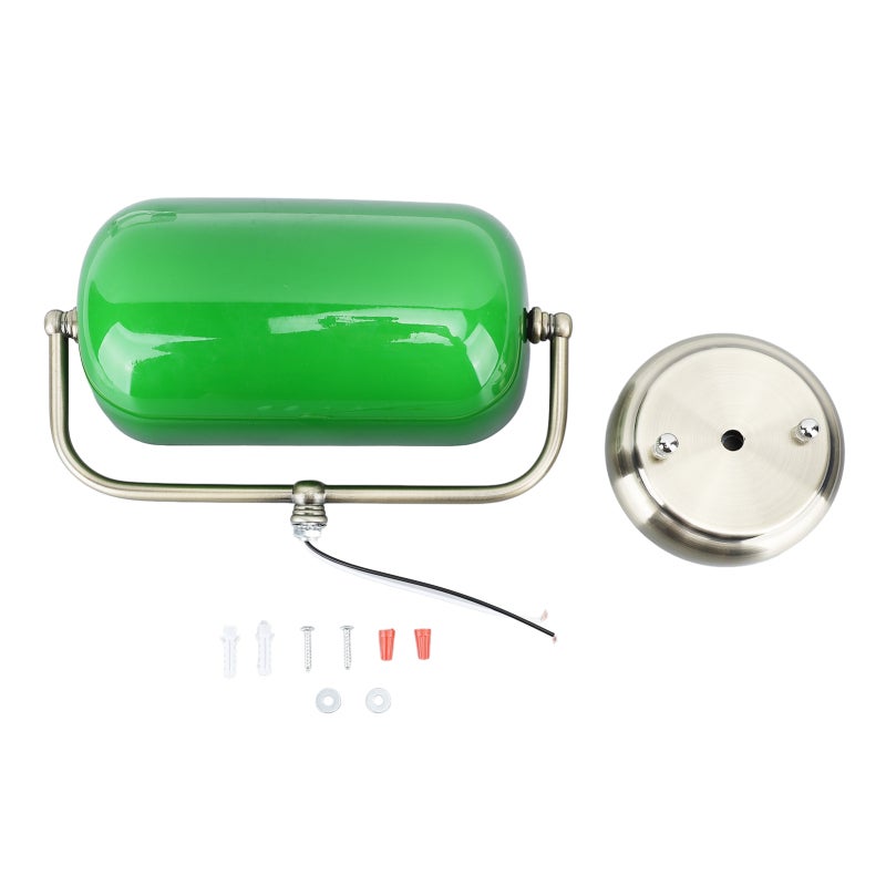 Green Banker Wall Lamp Adjustable Angle Iron Green Glass Vintage Wall Sconce - Pull Chain Switch Rust Resistant Classic Design for Bedroom Living Room Dining Room Office - Image 1