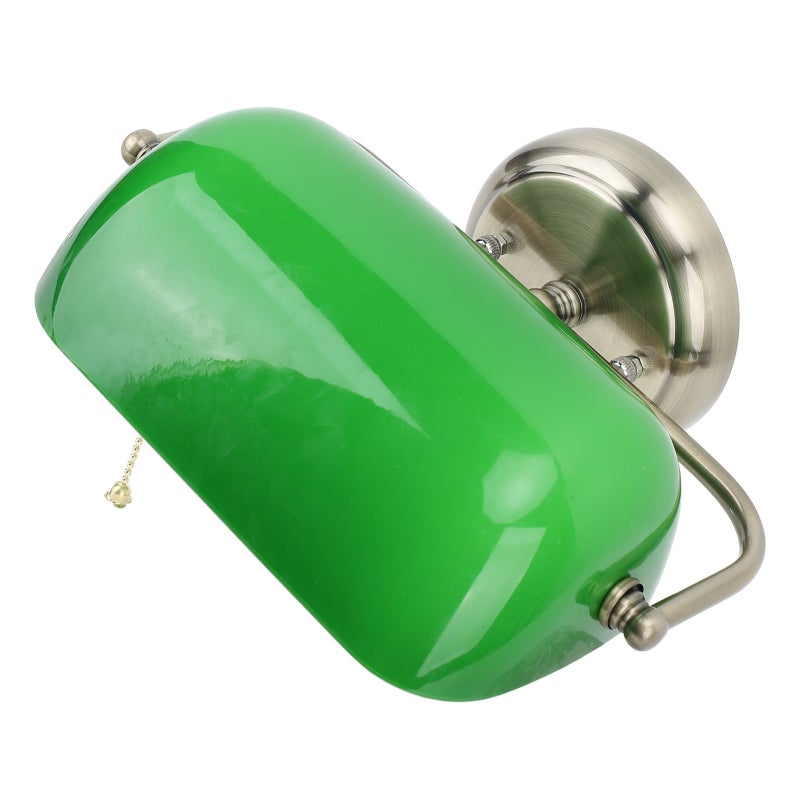 Green Banker Wall Lamp Adjustable Angle Iron Green Glass Vintage Wall Sconce - Pull Chain Switch Rust Resistant Classic Design for Bedroom Living Room Dining Room Office - Image 5