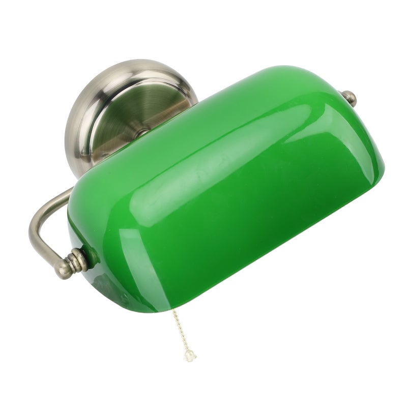 Green Banker Wall Lamp Adjustable Angle Iron Green Glass Vintage Wall Sconce - Pull Chain Switch Rust Resistant Classic Design for Bedroom Living Room Dining Room Office - Image 3