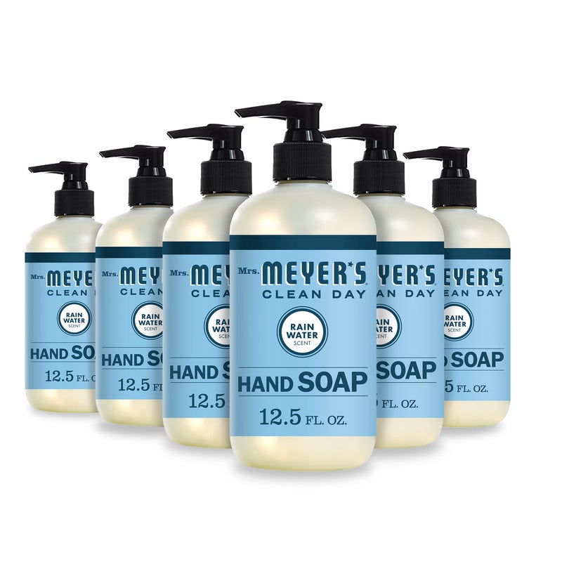 MRS. MEYER'S CLEAN DAY Hand Soap, Made with Essential Oils, Rain Water, 12.5 fl. oz - Pack of 6 - Image 1