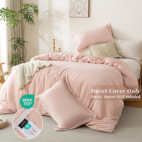 MILDLY Super Soft Duvet Cover - 100% Washed Microfiber Pink Comforter Cover Set 3 Pieces with Zipper Closure & Corner Ties (No Comforter) - Image 3