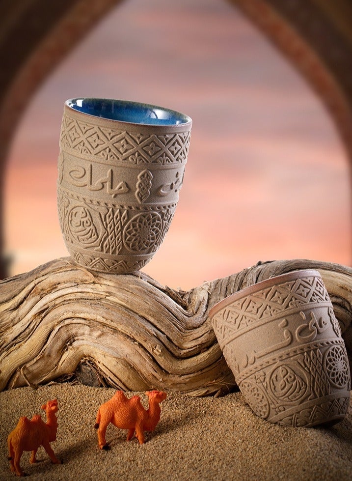 كيلا كوب قهوة سيراميك عتيق على الطراز الشرق أوسطي - 280 مل، قابل لإعادة الاستخدام، مثالي للهدايا العائلية والعطلات - Image 2