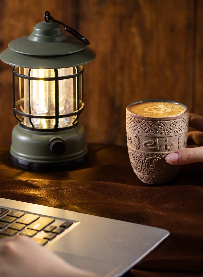 كيلا كوب قهوة سيراميك عتيق على الطراز الشرق أوسطي - 280 مل، قابل لإعادة الاستخدام، مثالي للهدايا العائلية والعطلات - Image 3