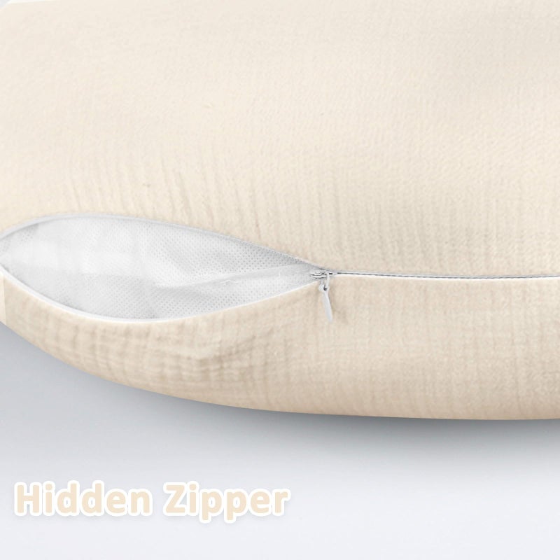 DILIMI Muslin Nursing Pillow Cover 2 Pack, Removable Nursing Cover for Breastfeeding Pillows, Ultra Soft Comfortable Slipcover for Baby Girl and Boy, Beige and Khaki Checkered - Image 3