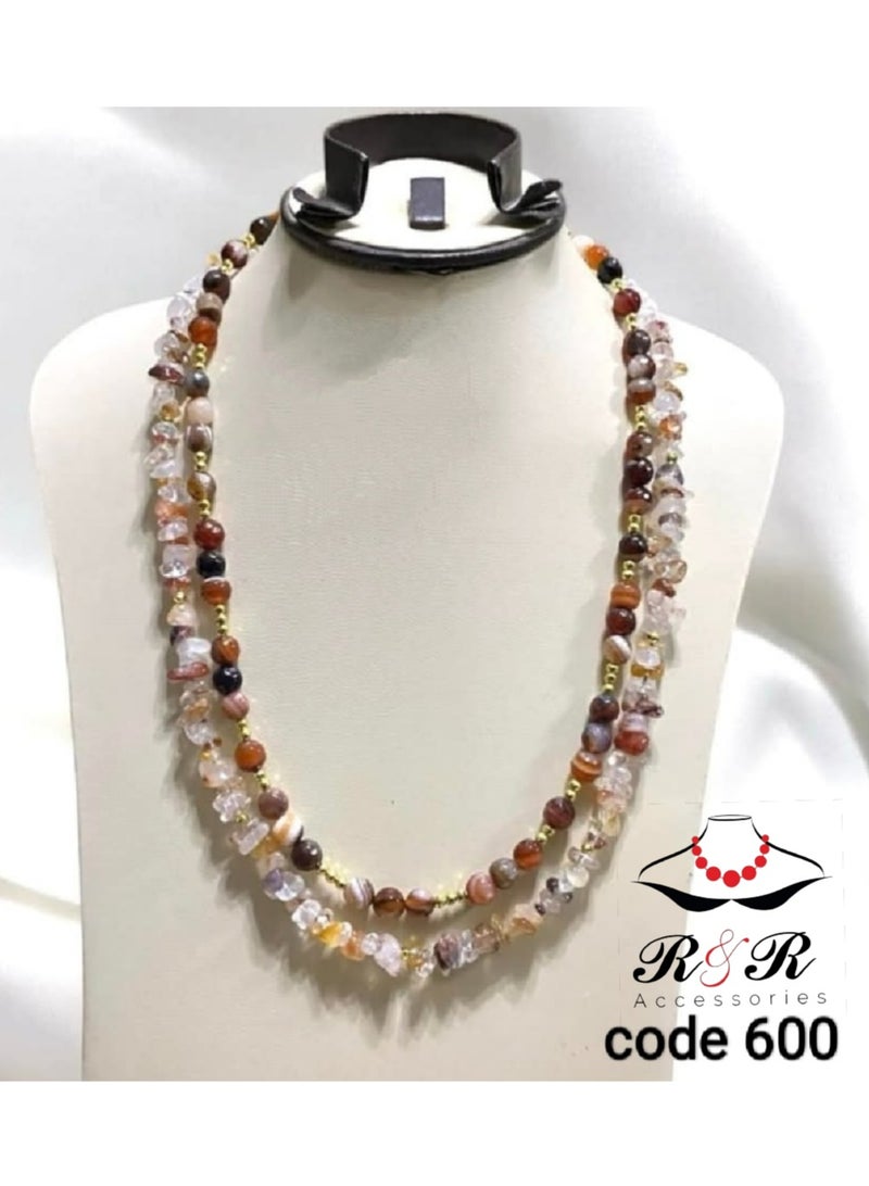 R&R Women's contract of natural agate and breaking the natural stone