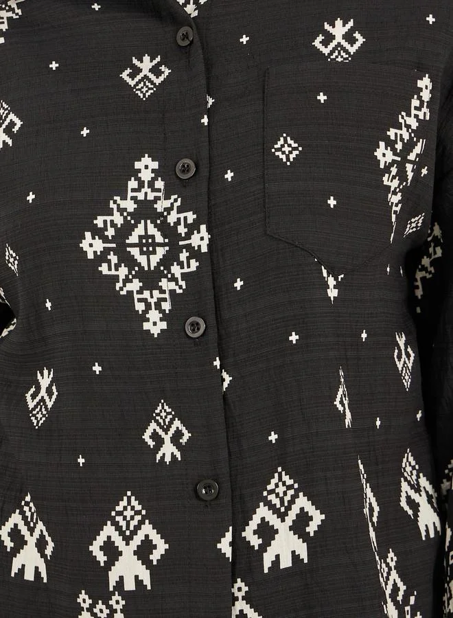 Styli Bohemian Printed Long Sleeve Oversized Shirt