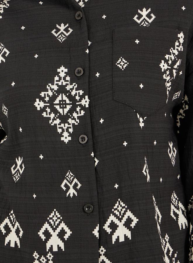 Styli Bohemian Printed Long Sleeve Oversized Shirt - Image 4