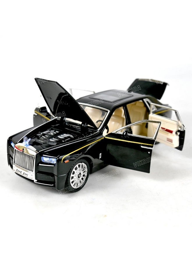 VikriDA 1/24 Rolls-Royce Phantom Model Car,Zinc Alloy Pull Back Toy Diecast Toy Cars with Sound and Light for Kids Boy Girl Gift (Black) - Image 1