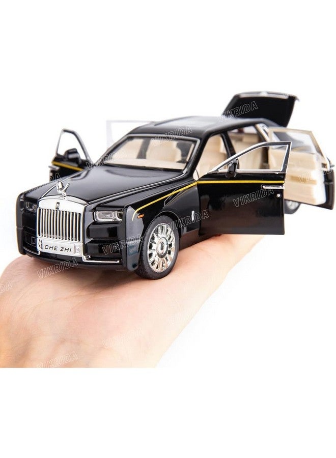 VikriDA 1/24 Rolls-Royce Phantom Model Car,Zinc Alloy Pull Back Toy Diecast Toy Cars with Sound and Light for Kids Boy Girl Gift (Black) - Image 4