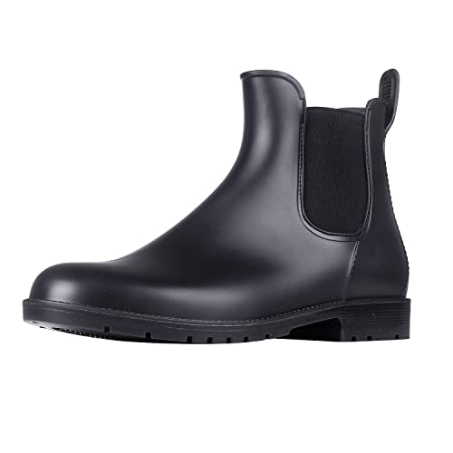Asgard Women's Ankle Rain Boots Waterproof Chelsea Boots, Black 38.5 (Size 8) - Image 1