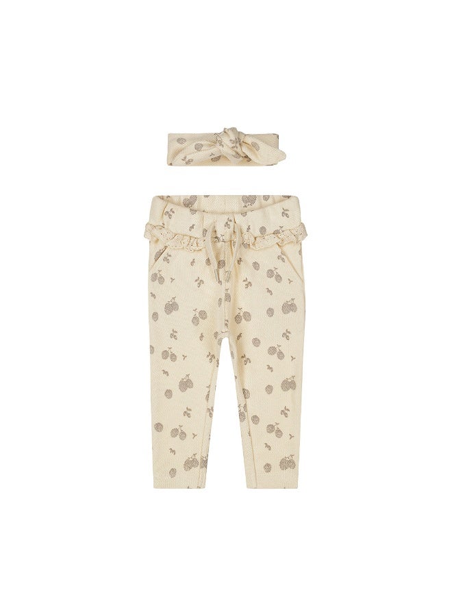 Dirkje girls' set trousers hairband off-white pine cones - Image 1